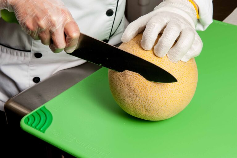 cutting a melon